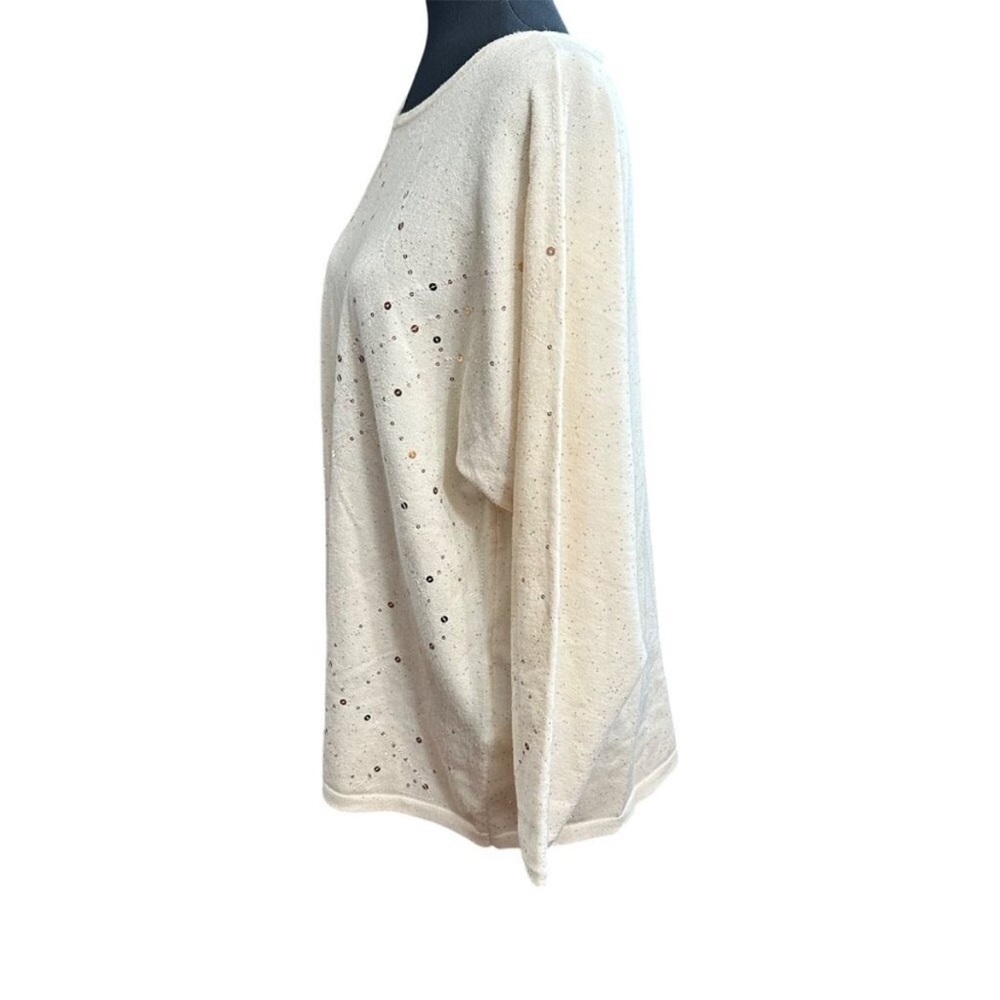 Chico's English Cream Scatter Sequin Long Sleeve Pullover Sweater, NWT, Chicos 3 - Picture 4 of 14
